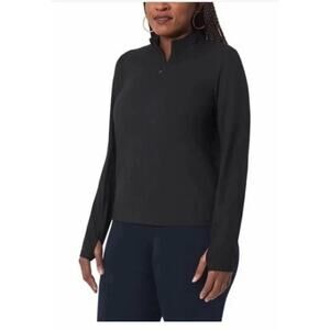 Mondetta Women’s Active Ribbed 1/2 Zip Top Black Size Small NWT